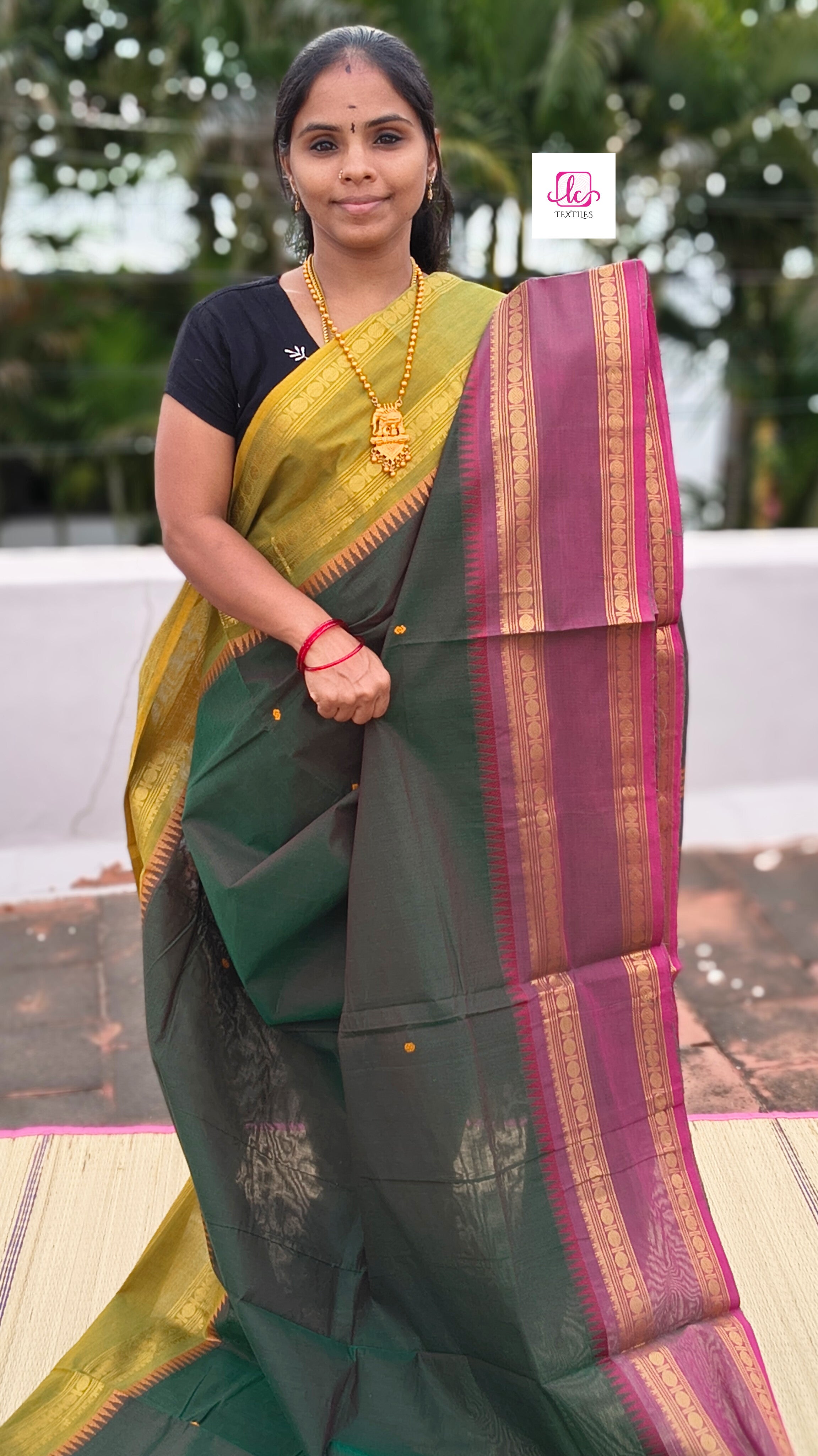 Kanchi Cotton - Festival Fusion-Red mixed green dual tone- KCFB144