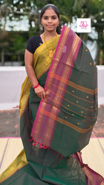 Kanchi Cotton - Festival Fusion-Red mixed green dual tone- KCFB144