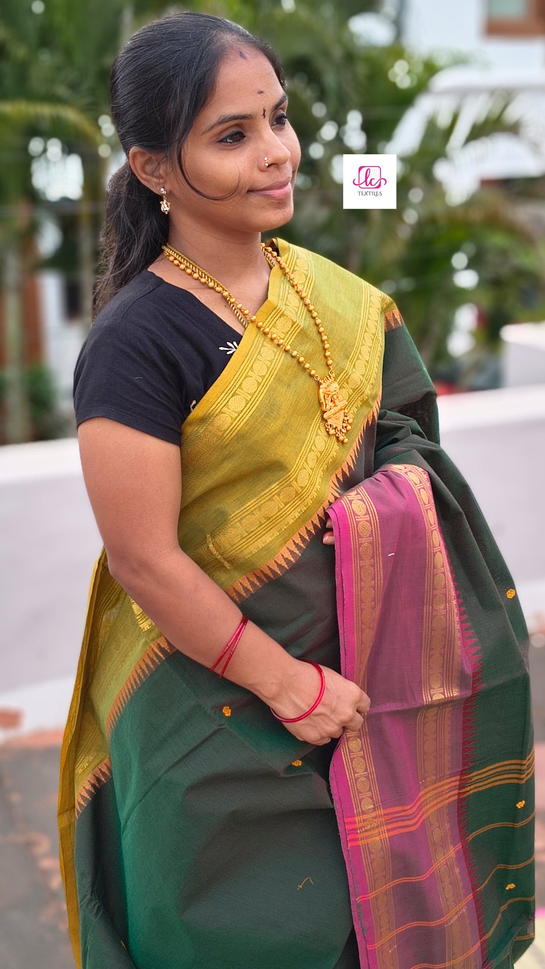 Kanchi Cotton - Festival Fusion-Red mixed green dual tone- KCFB144