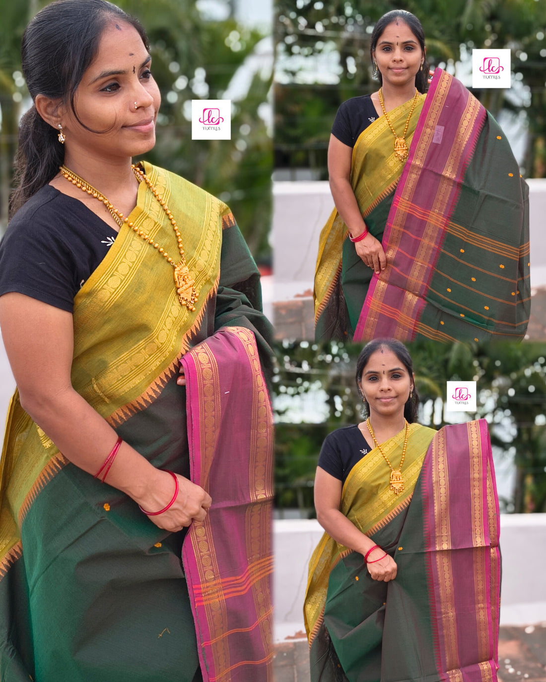 Kanchi Cotton - Festival Fusion-Red mixed green dual tone- KCFB144