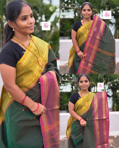 Kanchi Cotton - Festival Fusion-Red mixed green dual tone- KCFB144