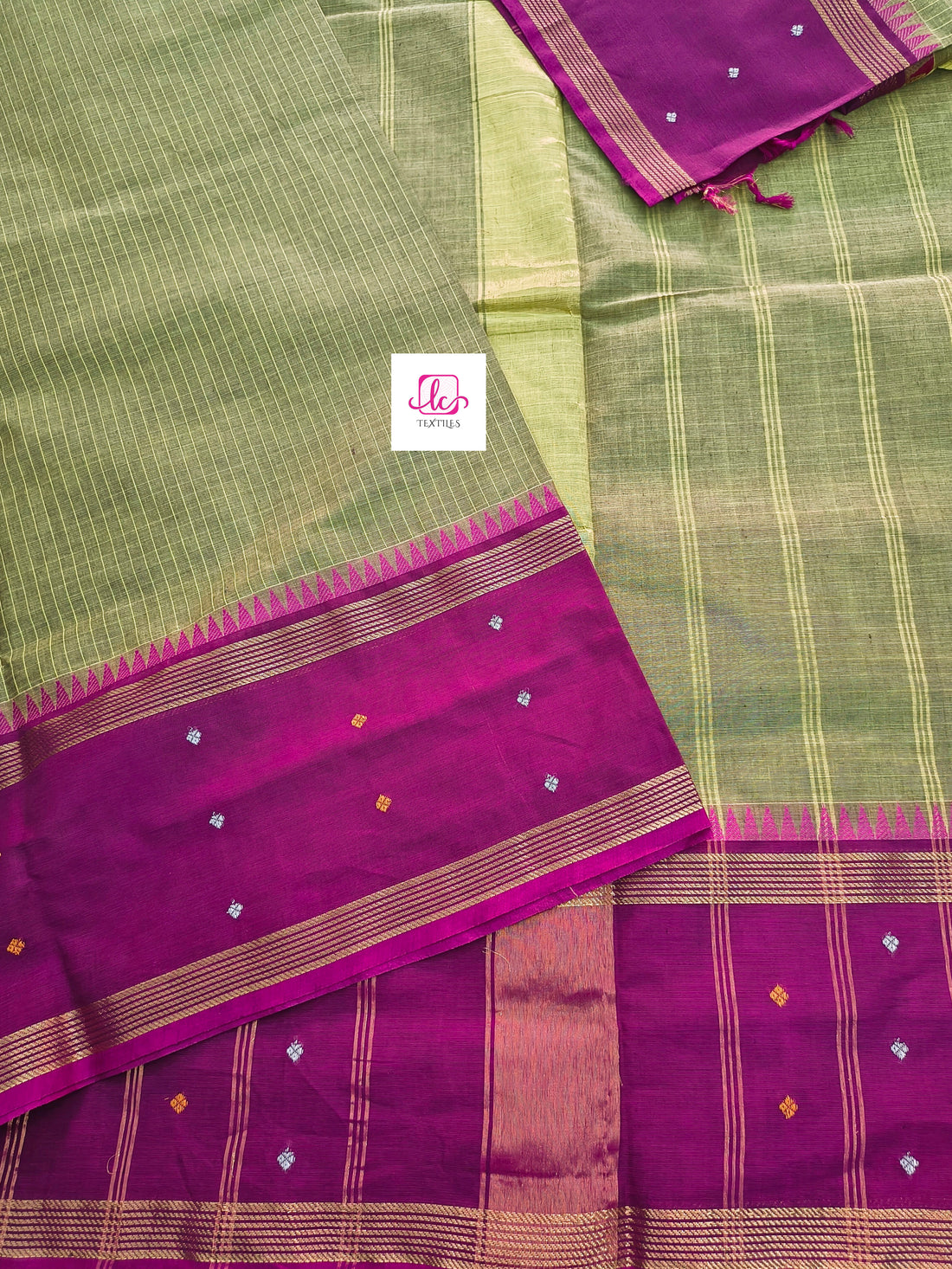 Kandangi Korvai Checks -Lemon yellow mixed maroon dual tone- KKC63