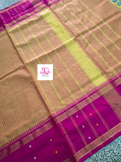 Kandangi Korvai Checks -Lemon yellow mixed pink dual tone- KKC64