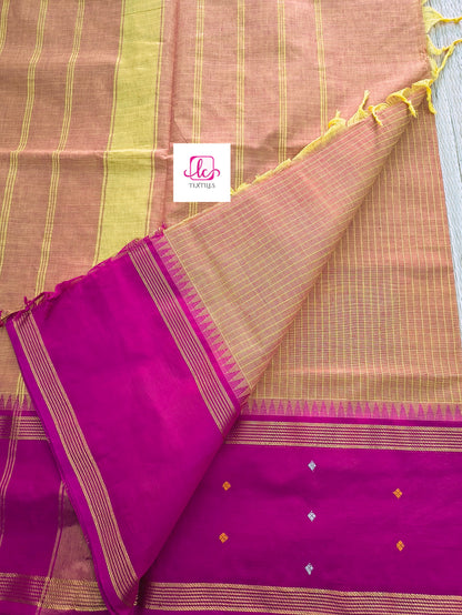 Kandangi Korvai Checks -Lemon yellow mixed pink dual tone- KKC64