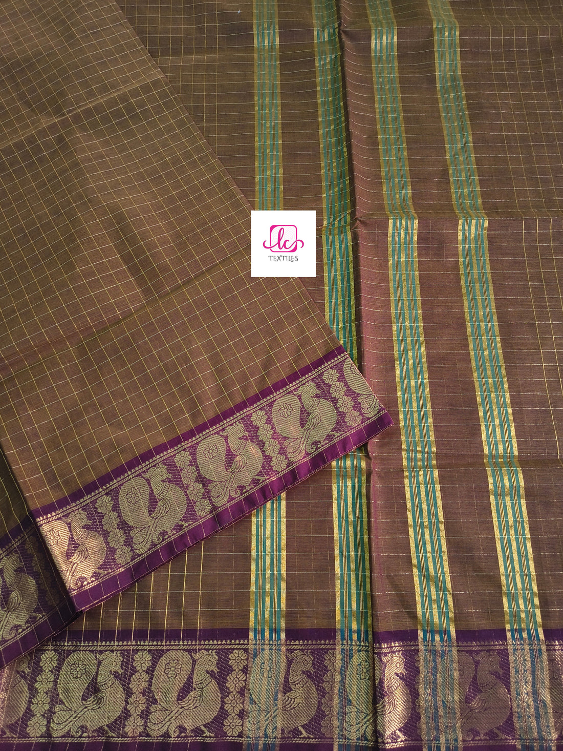 Kandangi Checks -Khaki mixed maroon- KC70