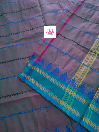 Kanchi Cotton - Festival Fusion - Pink mixed rama green dual tone- KCFV161