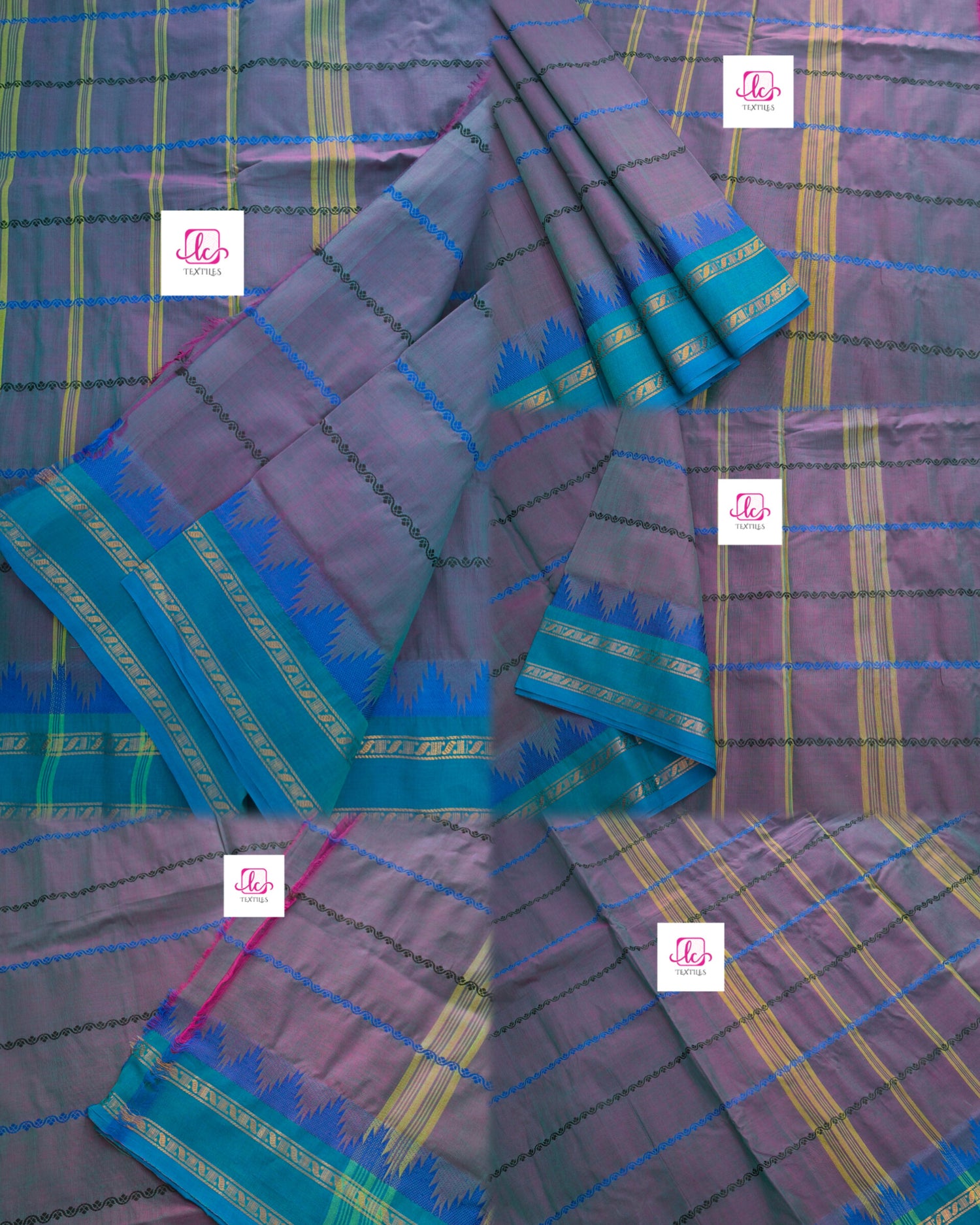 Kanchi Cotton - Festival Fusion - Pink mixed rama green dual tone- KCFV161