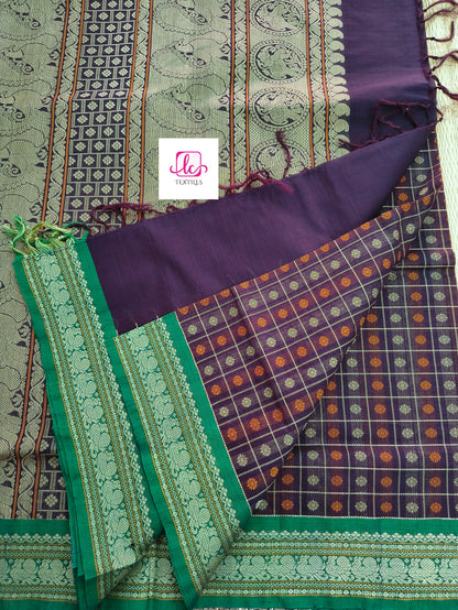Heritage Handwoven cotton -1000 butta - Brown -14