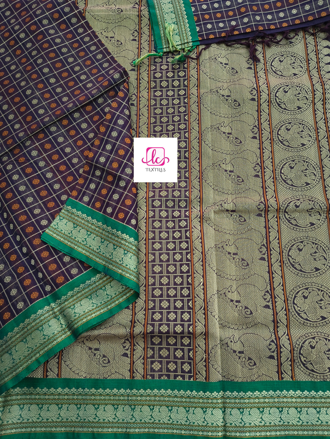 Heritage Handwoven cotton -1000 butta - Brown -14