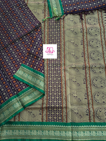 Heritage Handwoven cotton -1000 butta - Brown -14