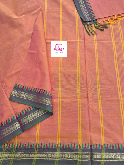 Chettinad Cotton -  Office Wear - Yellow mixed pink- CCOW50