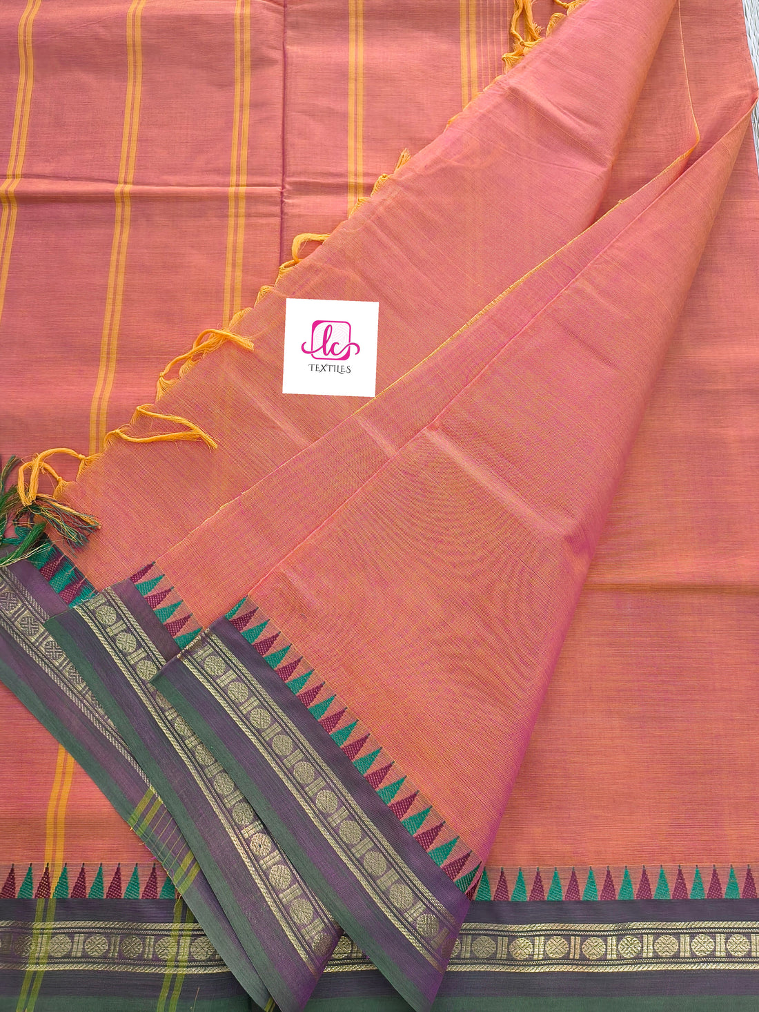 Chettinad Cotton -  Office Wear - Yellow mixed pink- CCOW50