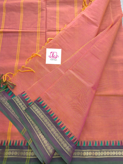 Chettinad Cotton -  Office Wear - Yellow mixed pink- CCOW50