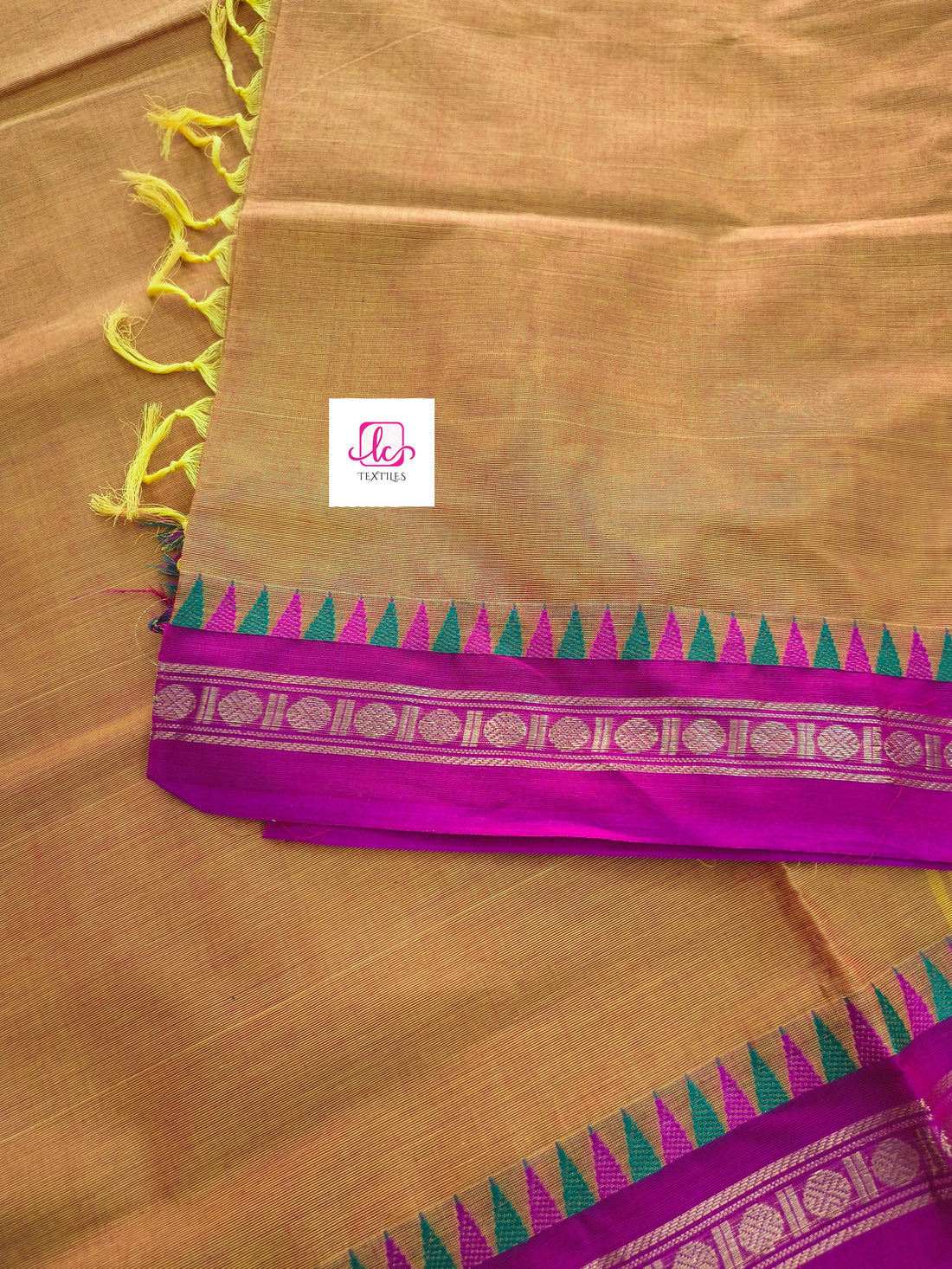 Chettinad Cotton -  Office Wear -Lemon yellow mixed pink dual tone- CCOW52