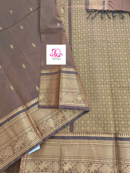 Kanchi Cotton - Festival Fusion -Navy blue mixed mustard dual tone- KCFG169