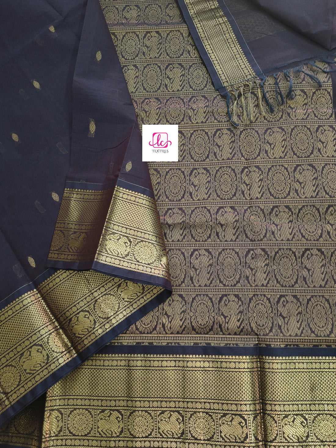 Kanchi Cotton - Festival Fusion -Navy blue mixed Brown- KCFG167