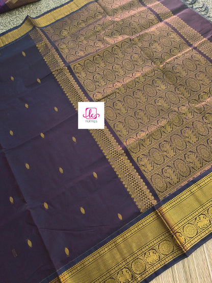 Kanchi Cotton - Festival Fusion -Navy blue mixed Brown- KCFG167