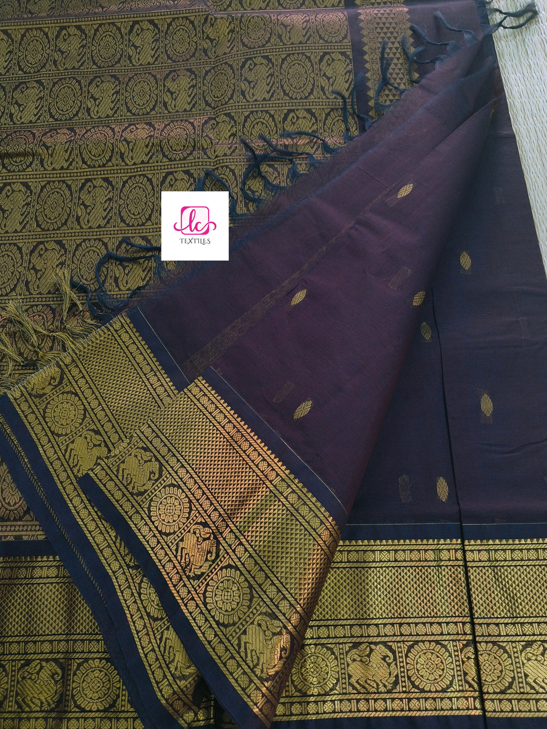 Kanchi Cotton - Festival Fusion -Navy blue mixed Brown- KCFG167