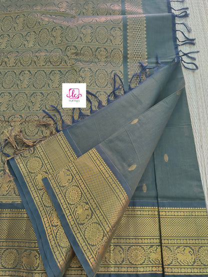 Kanchi Cotton - Festival Fusion -Navy blue mixed green dual tone- KCFG166
