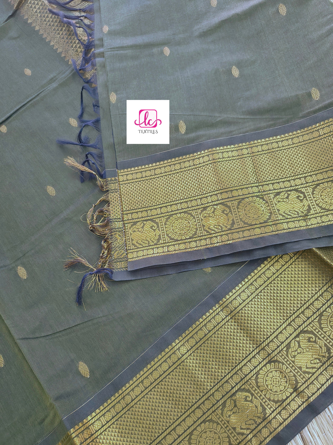 Kanchi Cotton - Festival Fusion -Navy blue mixed green dual tone- KCFG166