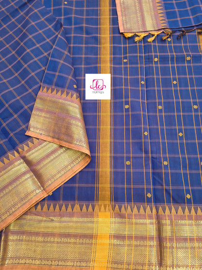 Kandangi Korvai Checks Butta-Violet- KKCB73