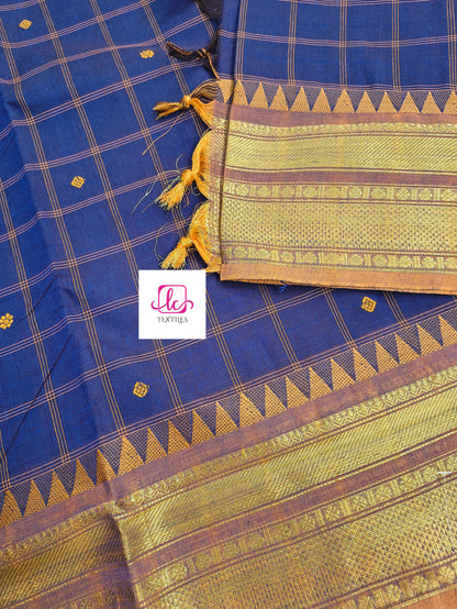 Kandangi Korvai Checks Butta-Violet- KKCB73