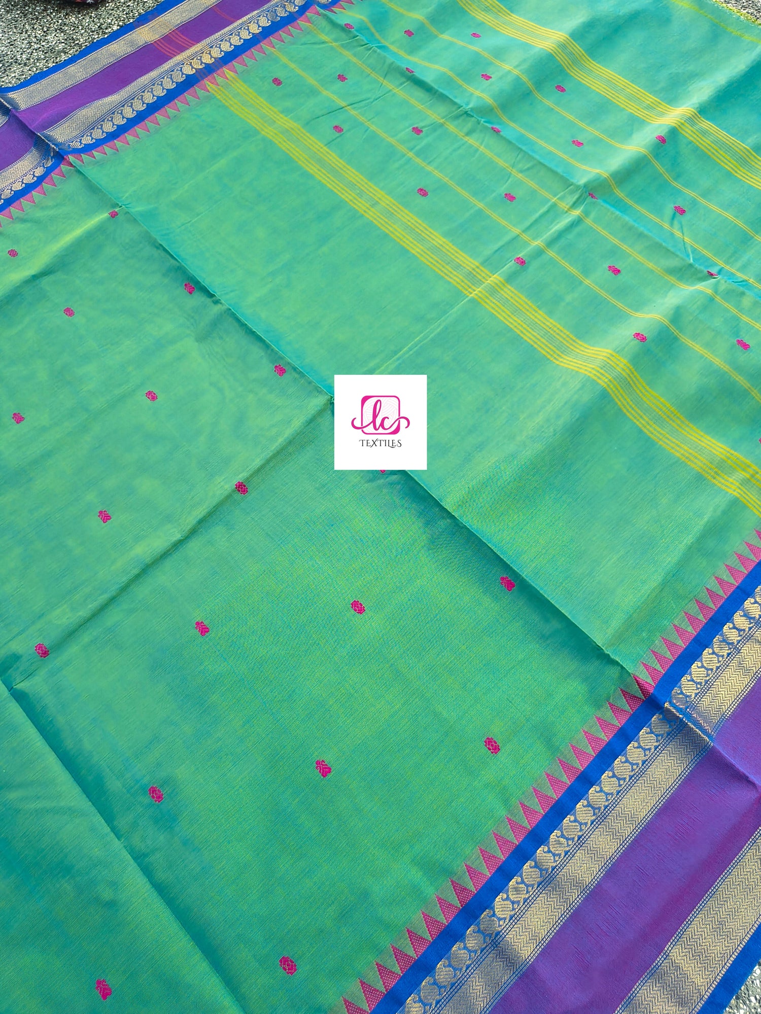 Kanchi Cotton - Festival Fusion - Yellow mixed blue dual tone- KCFB174