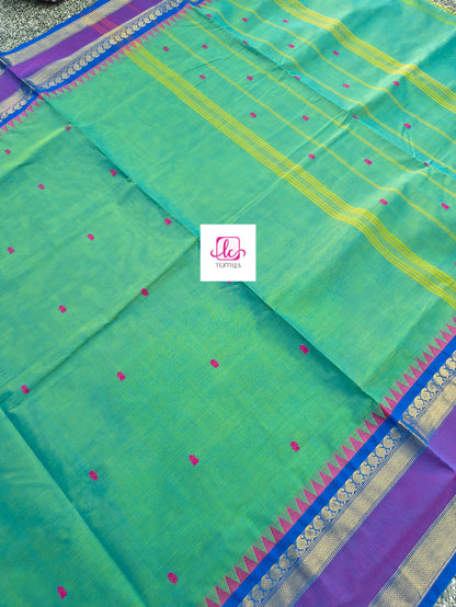 Kanchi Cotton - Festival Fusion - Yellow mixed blue dual tone- KCFB174
