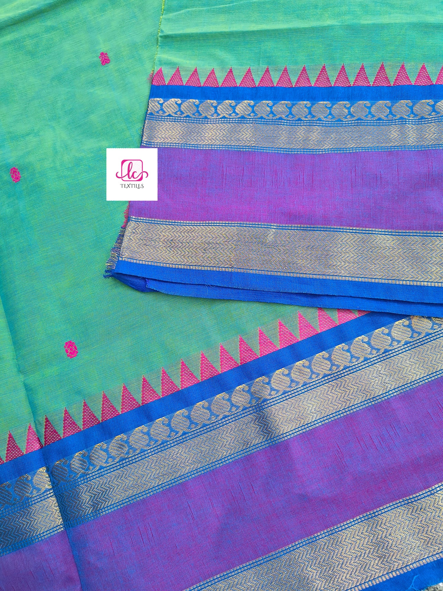Kanchi Cotton - Festival Fusion - Yellow mixed blue dual tone- KCFB174