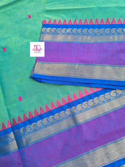Kanchi Cotton - Festival Fusion - Yellow mixed blue dual tone- KCFB174