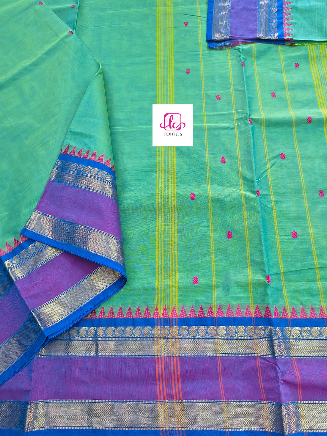 Kanchi Cotton - Festival Fusion - Yellow mixed blue dual tone- KCFB174