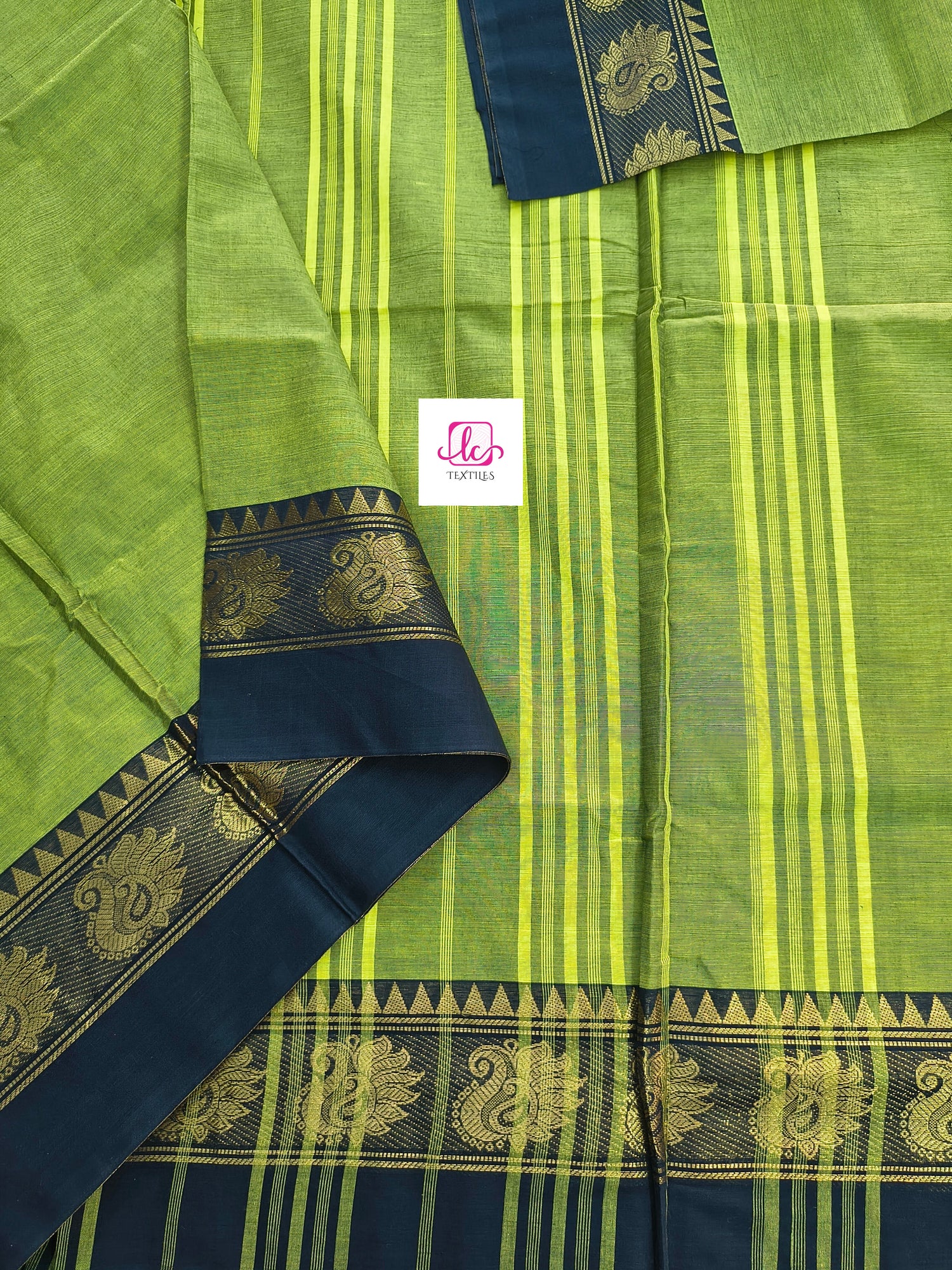 Kanchi Cotton - All Day Fusion -Neon green mixed black- KCAF56