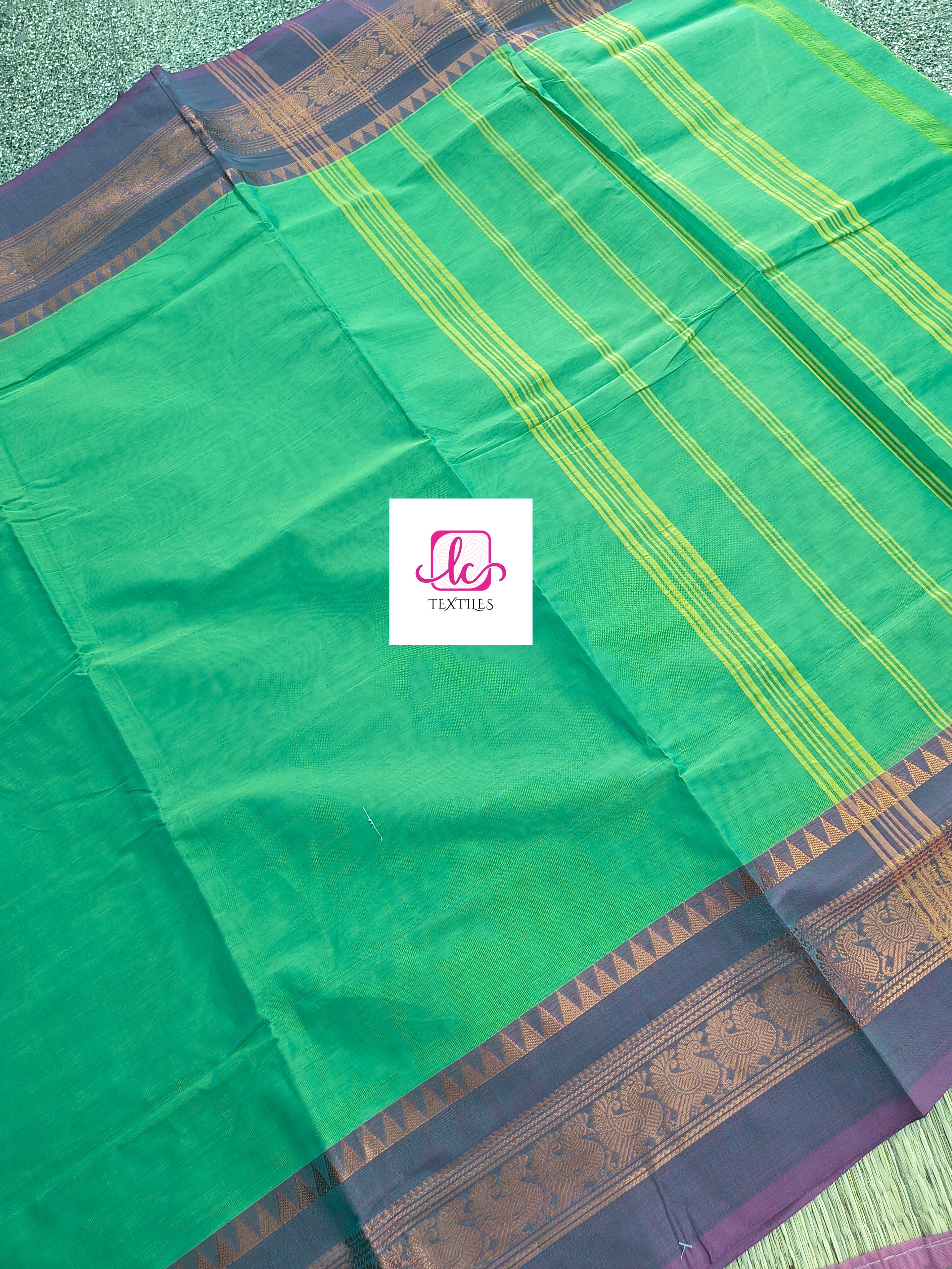 Kanchi Cotton - All Day Fusion -Neon green mixed blue- KCAF57