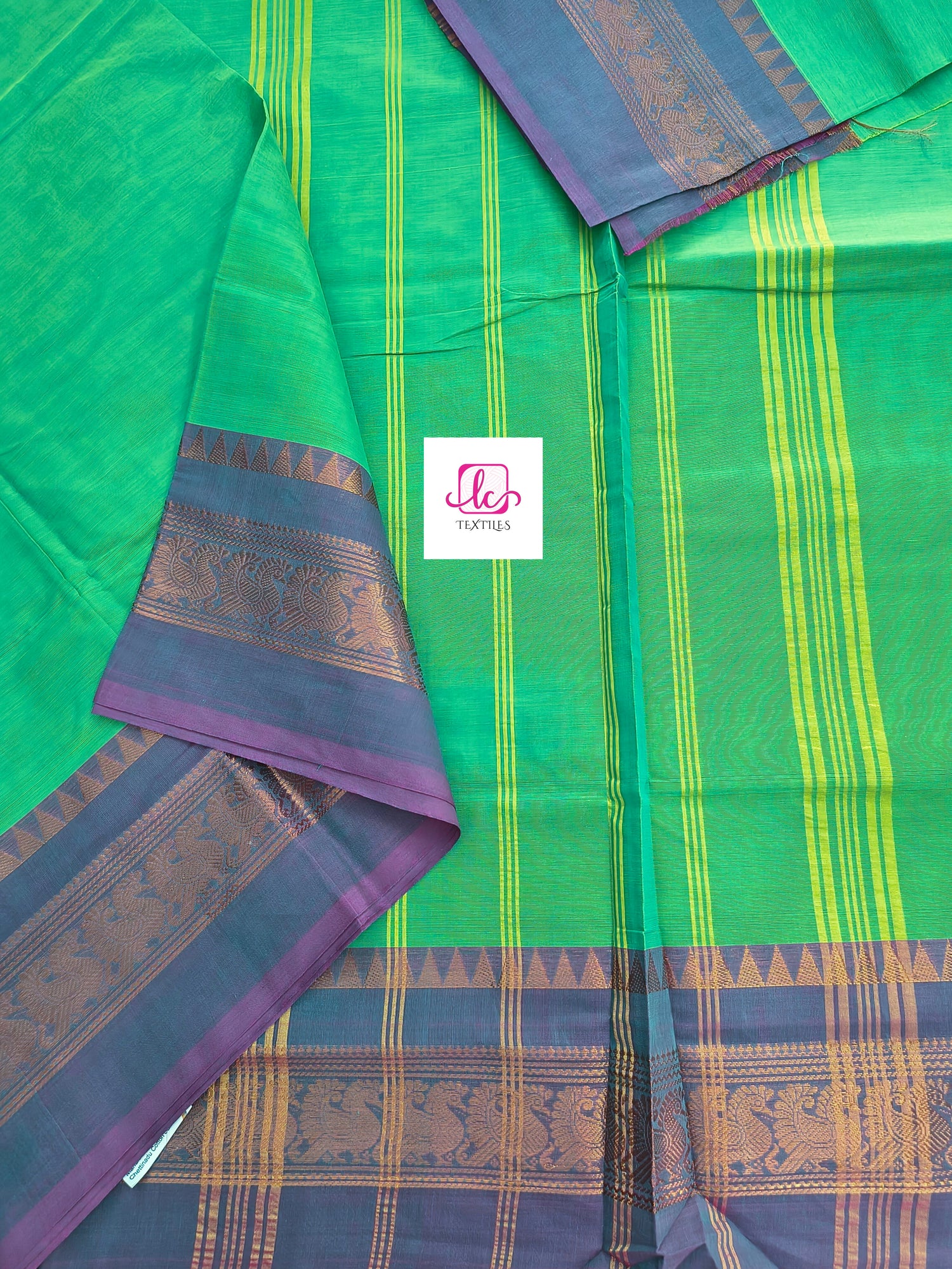 Kanchi Cotton - All Day Fusion -Neon green mixed blue- KCAF57