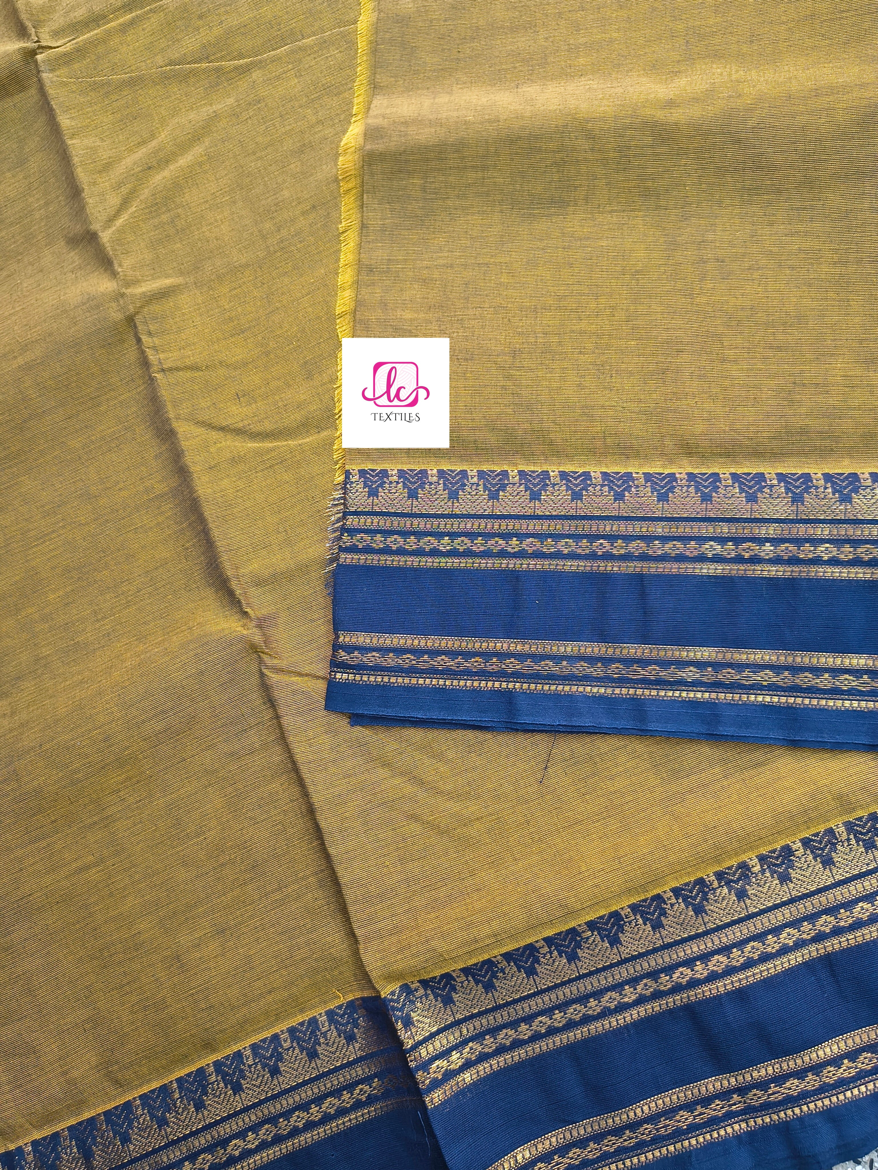 Kanchi Cotton - All Day Fusion -mustard mixed blue dual tone- KCAF69
