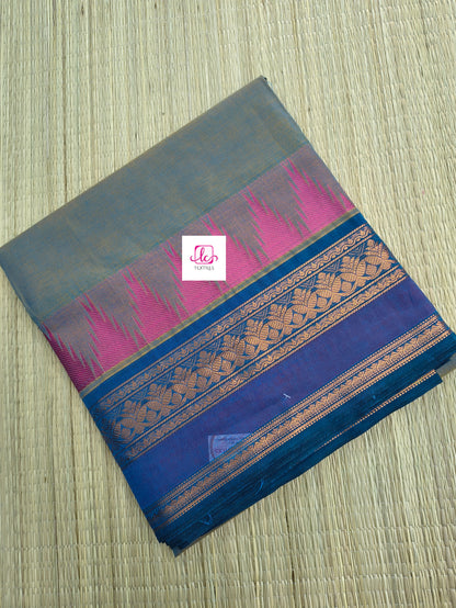 Kanchi Cotton - All Day Fusion -Yellow mixed blue Dual tone- KCAF71