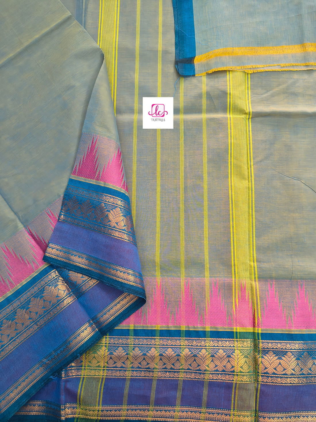 Kanchi Cotton - All Day Fusion -Yellow mixed blue Dual tone- KCAF71