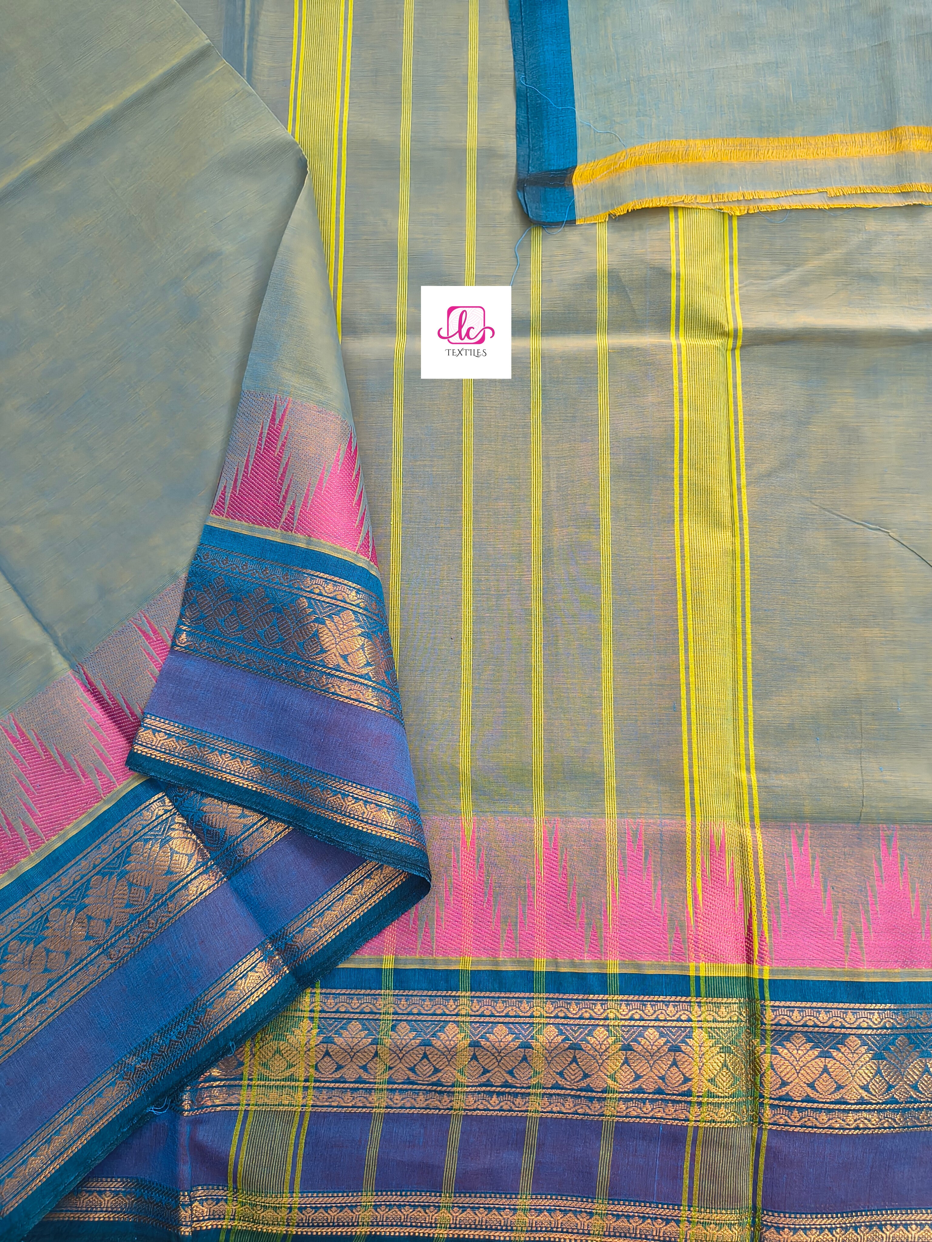 Kanchi Cotton - All Day Fusion -Yellow mixed blue Dual tone- KCAF71