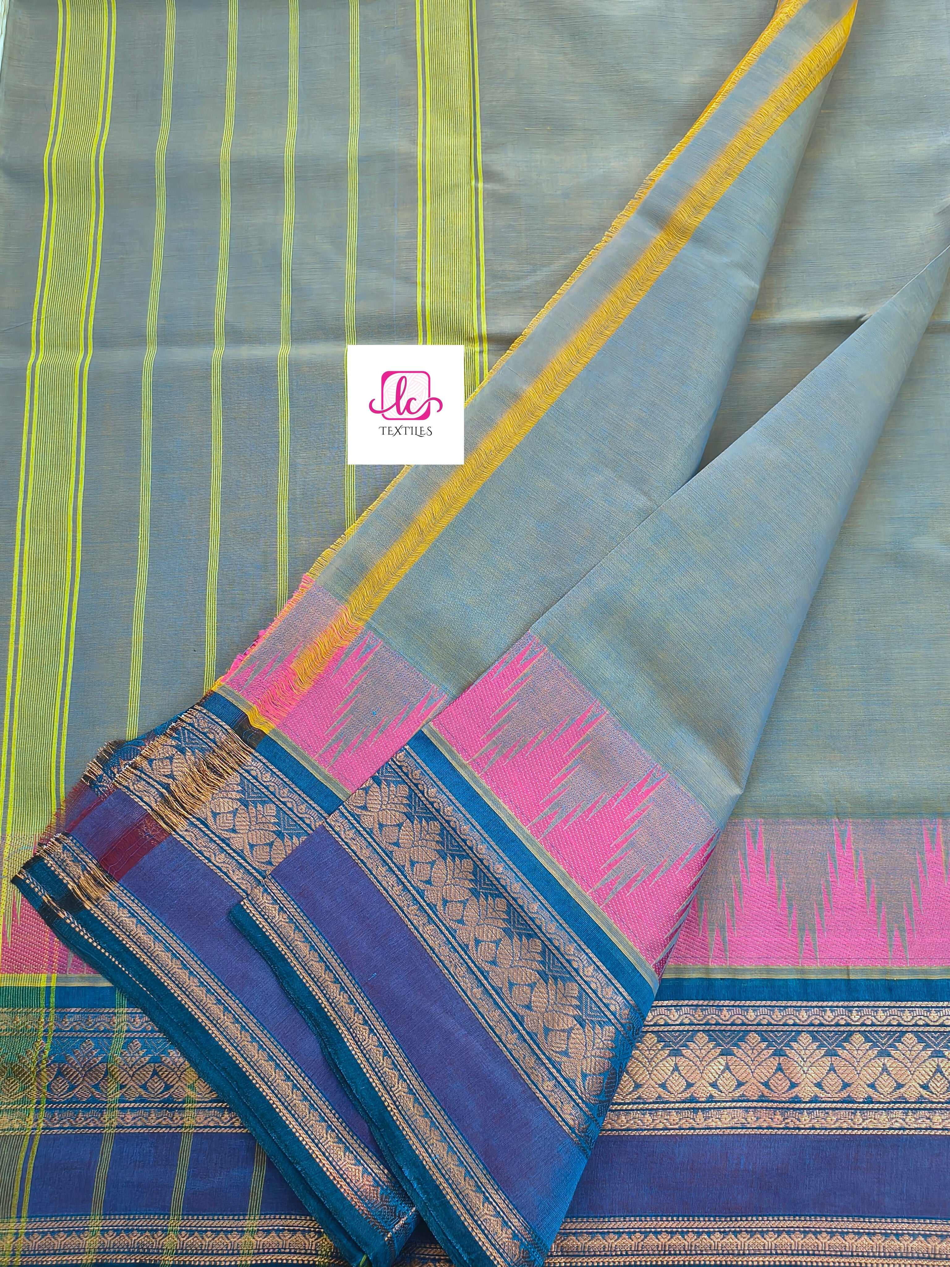 Kanchi Cotton - All Day Fusion -Yellow mixed blue Dual tone- KCAF71