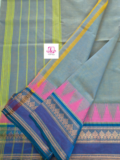 Kanchi Cotton - All Day Fusion -Yellow mixed blue Dual tone- KCAF71