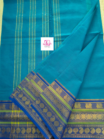 Kanchi Cotton - All Day Fusion -Rama green mixed dark blue- KCAF72