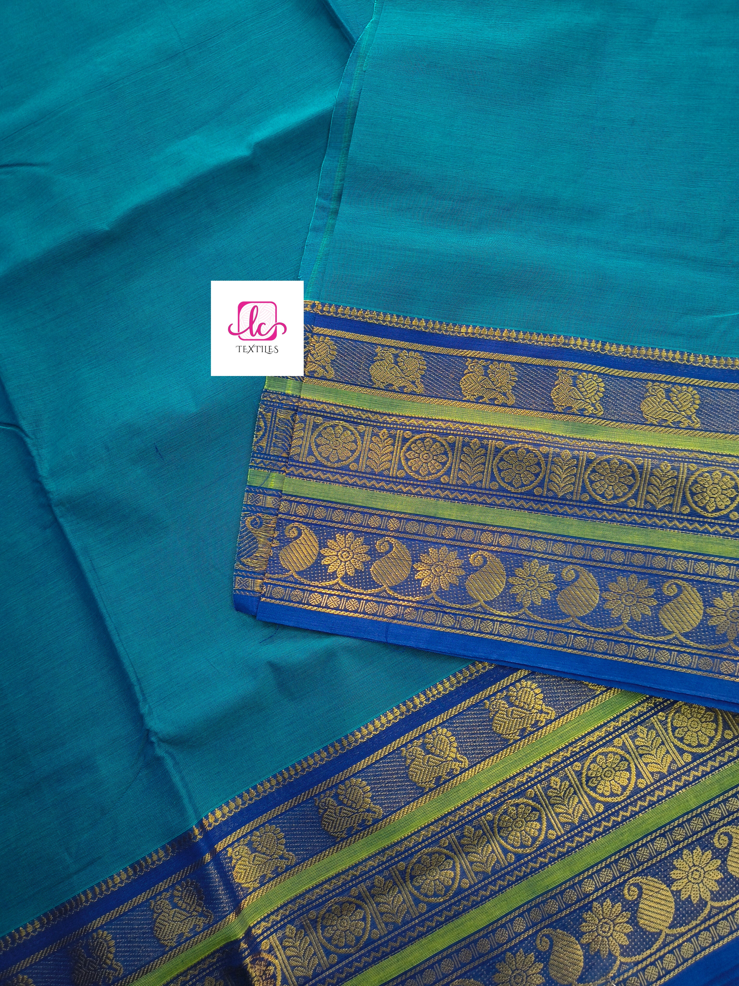 Kanchi Cotton - All Day Fusion -Rama green mixed dark blue- KCAF72