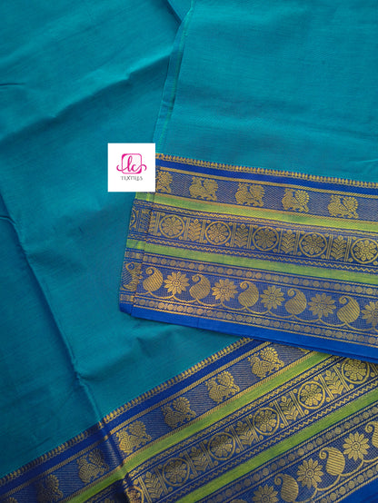 Kanchi Cotton - All Day Fusion -Rama green mixed dark blue- KCAF72