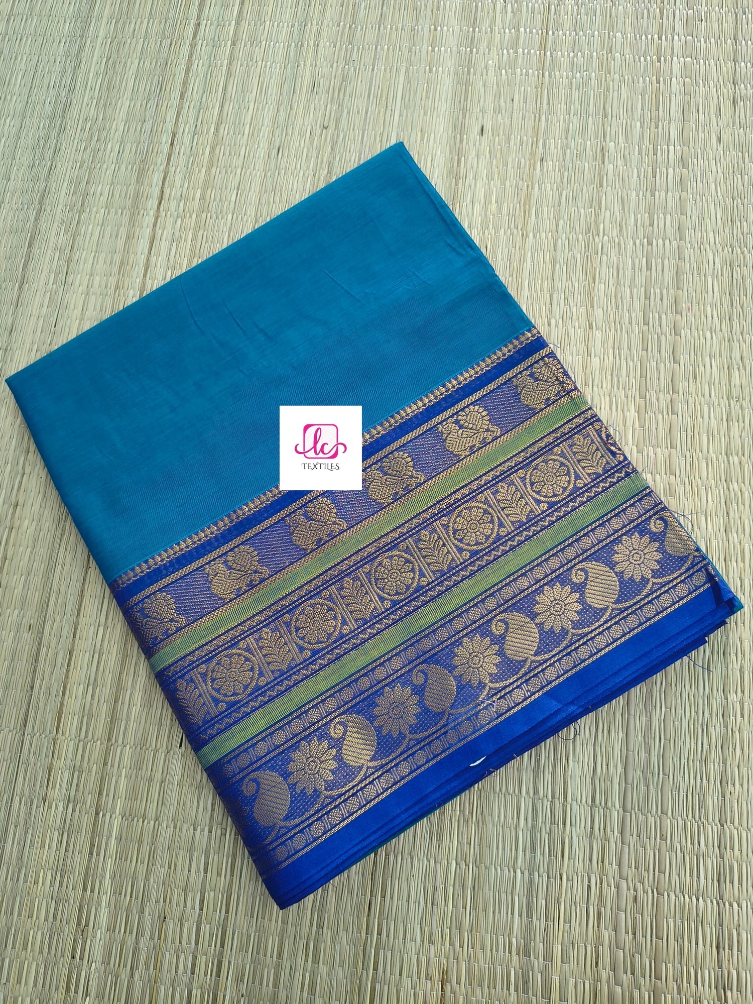 Kanchi Cotton - All Day Fusion -Rama green mixed dark blue- KCAF72