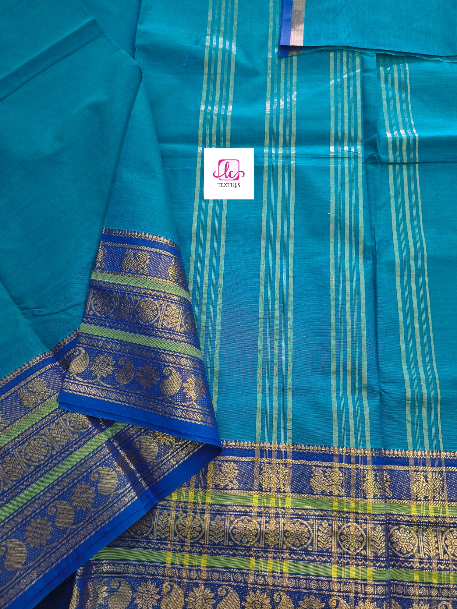 Kanchi Cotton - All Day Fusion -Rama green mixed dark blue- KCAF72