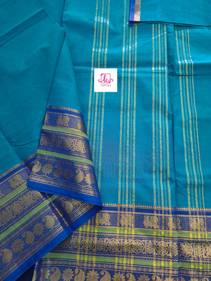 Kanchi Cotton - All Day Fusion -Rama green mixed dark blue- KCAF72