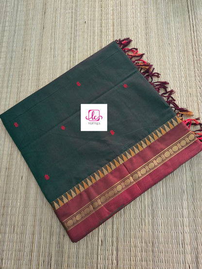 Kanchi Cotton - Festival Fusion -Green mixed red dual tone- KCFB178