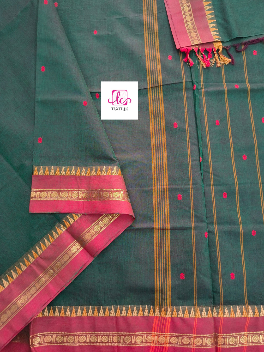 Kanchi Cotton - Festival Fusion -Green mixed red dual tone- KCFB178