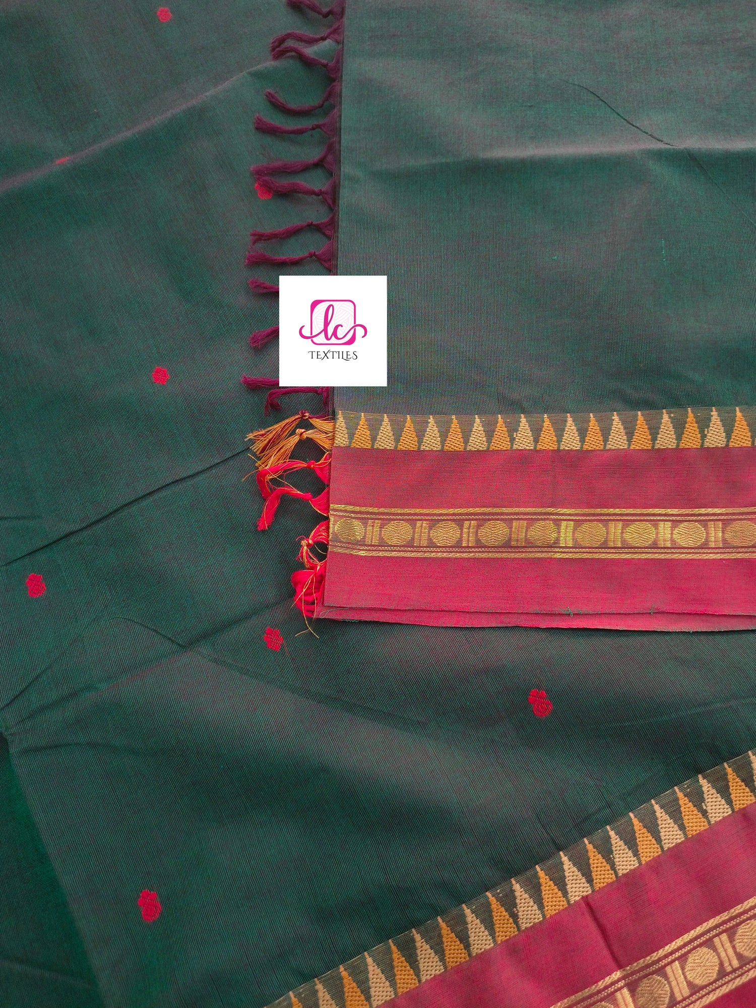 Kanchi Cotton - Festival Fusion -Green mixed red dual tone- KCFB178