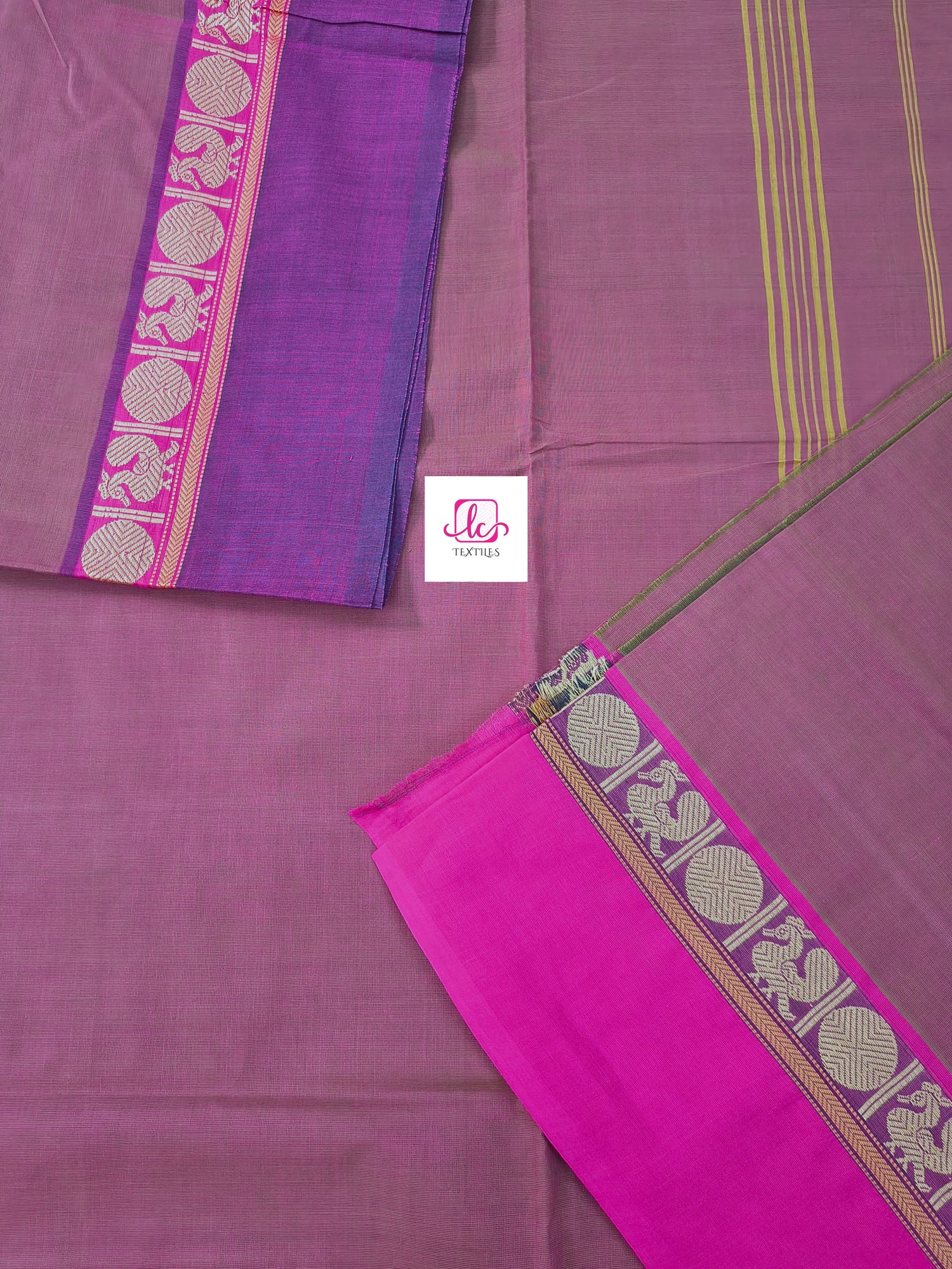 Chettinad Cotton -Daily Wear -khaki mixed pink dual tone- CDW143